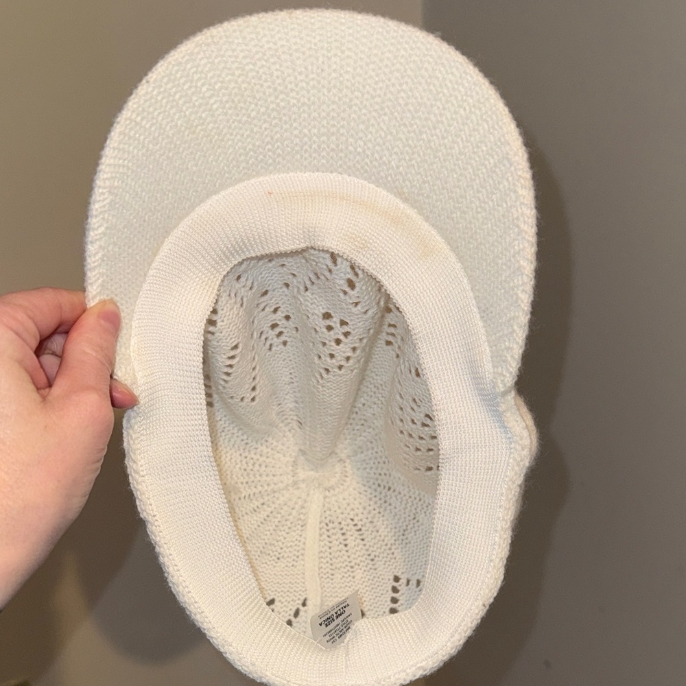 White Knit Patterned Ball Cap - Picture 5 of 6